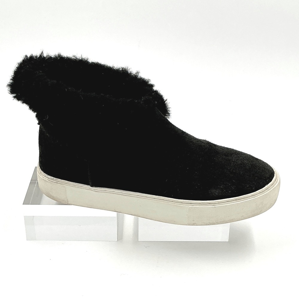 UGG Size 7 Sneaker Boot Black Suede Shearling Jass Women MSRP $130